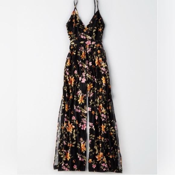 American Eagle Outfitters Dresses & Skirts - AE Floral Black Jumpsuit